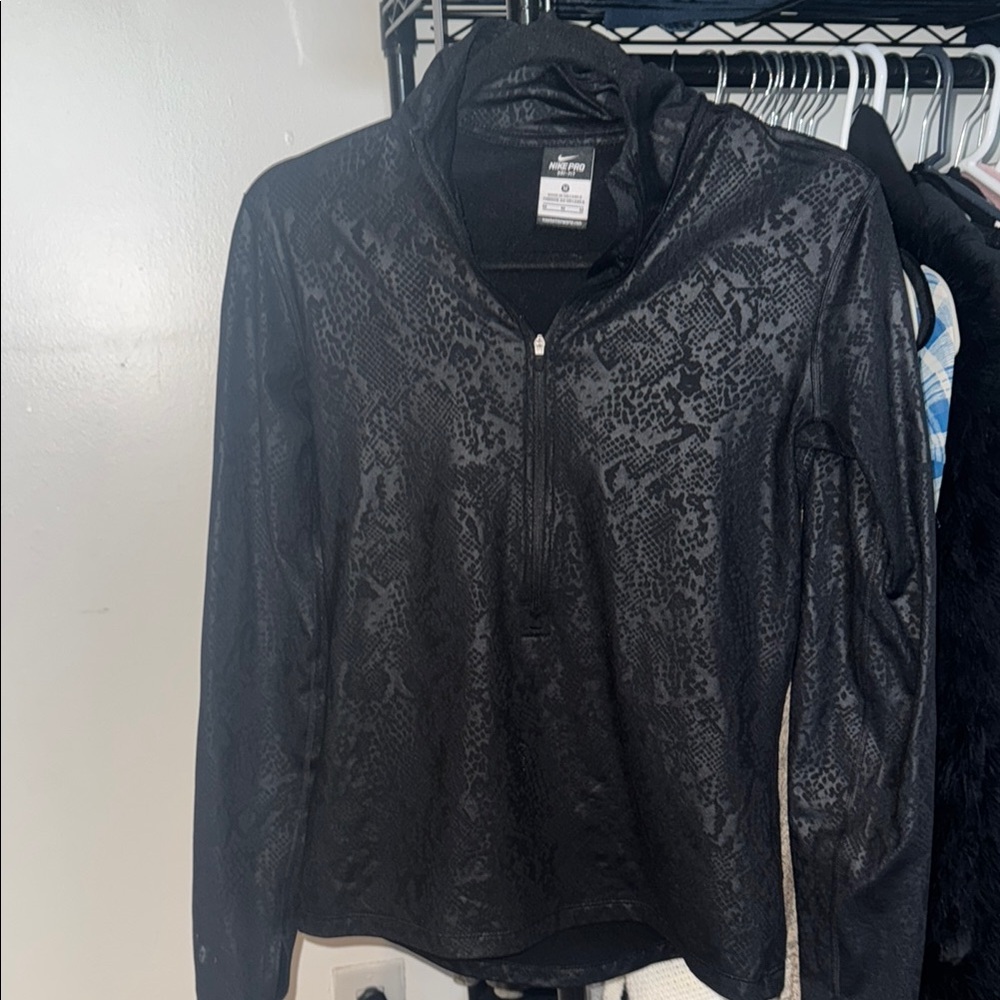Black Patterned Dri-FIT Long Sleeve Top